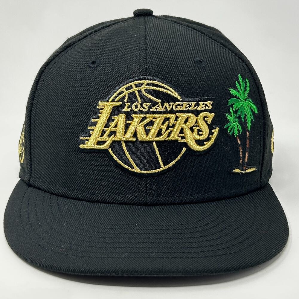 Los Angeles LA Lakers Hat Baseball Cap Fitted 7 1/2 Taco Palm Tree New Era Black